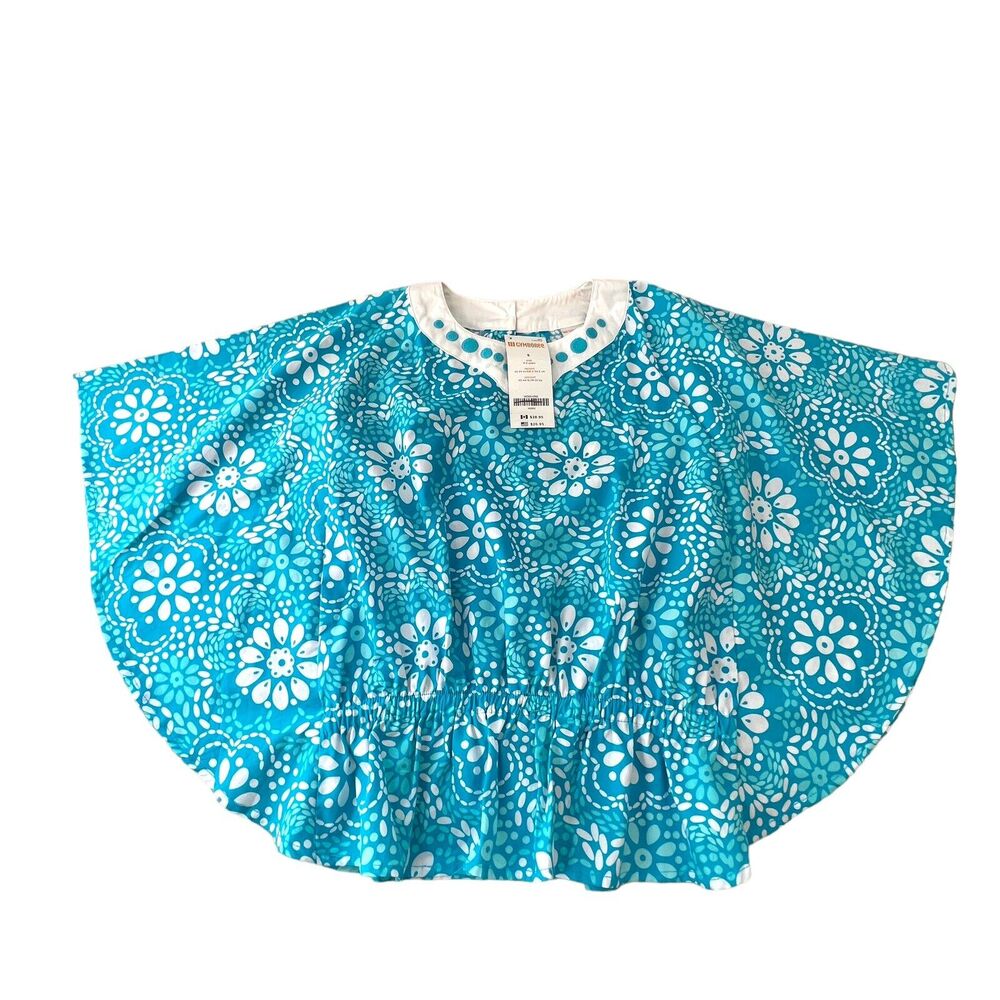 New Gymboree 2015 Girls Blue White Floral Kaftan Embroidered‎ Sz 5